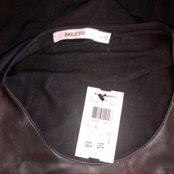 Bailey 44 Mesh Insert Leather Long Sleeve Top, NWT - Picture 5 of 6